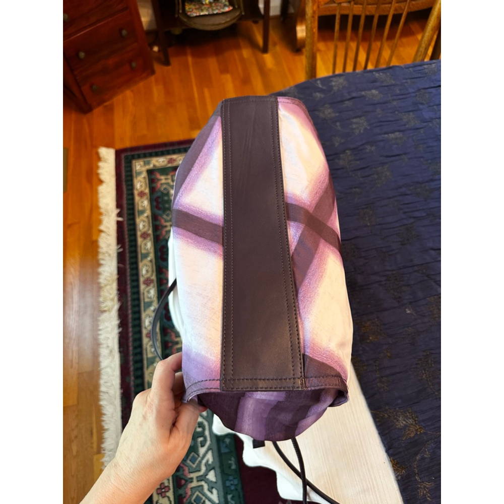 Burberry Purple/White Nylon & Leather Large Tote Bag - Picture 11 of 13
